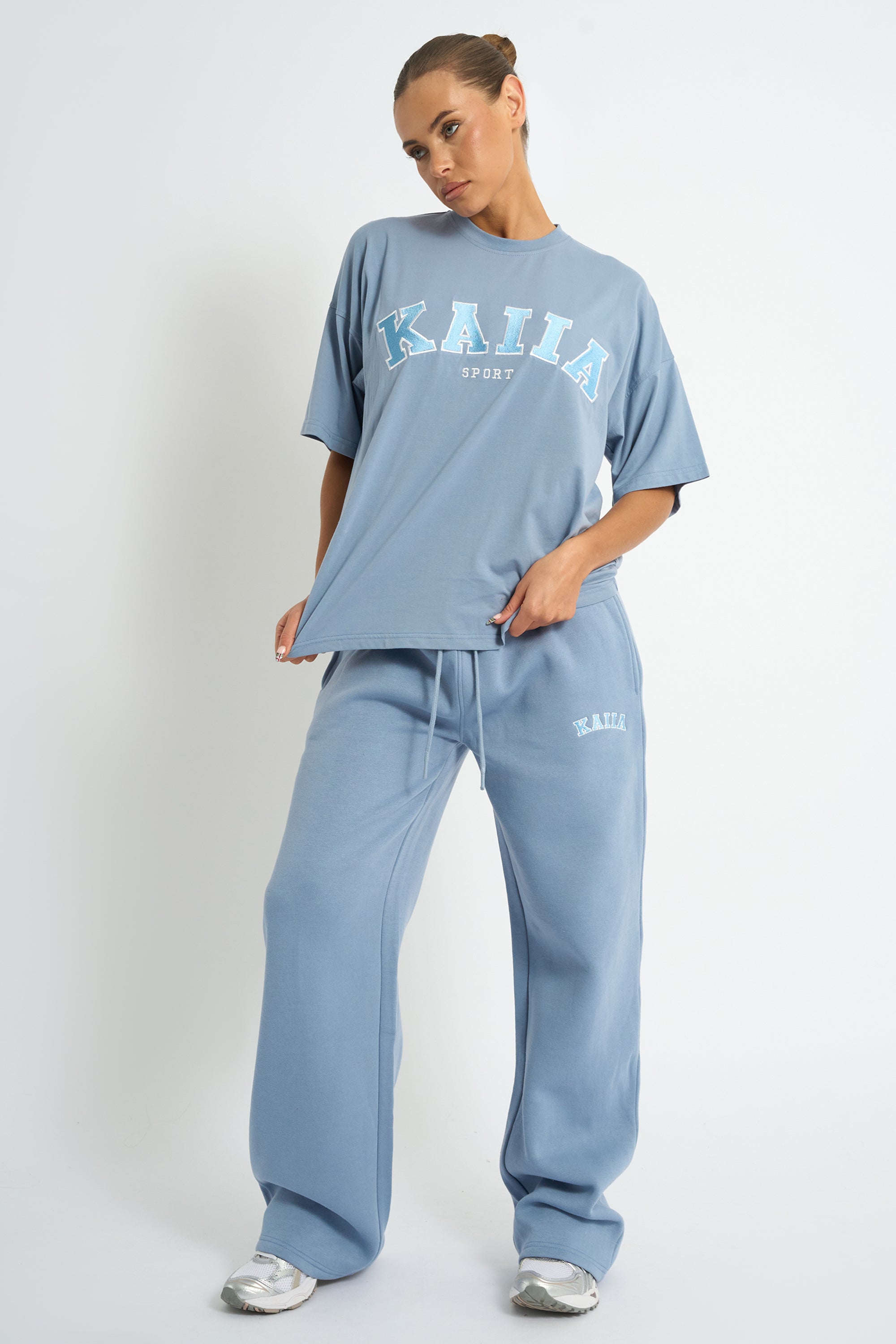 Kaiia Logo Oversized T-shirt Vintage Blue