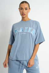 Kaiia Logo Oversized T-shirt Vintage Blue