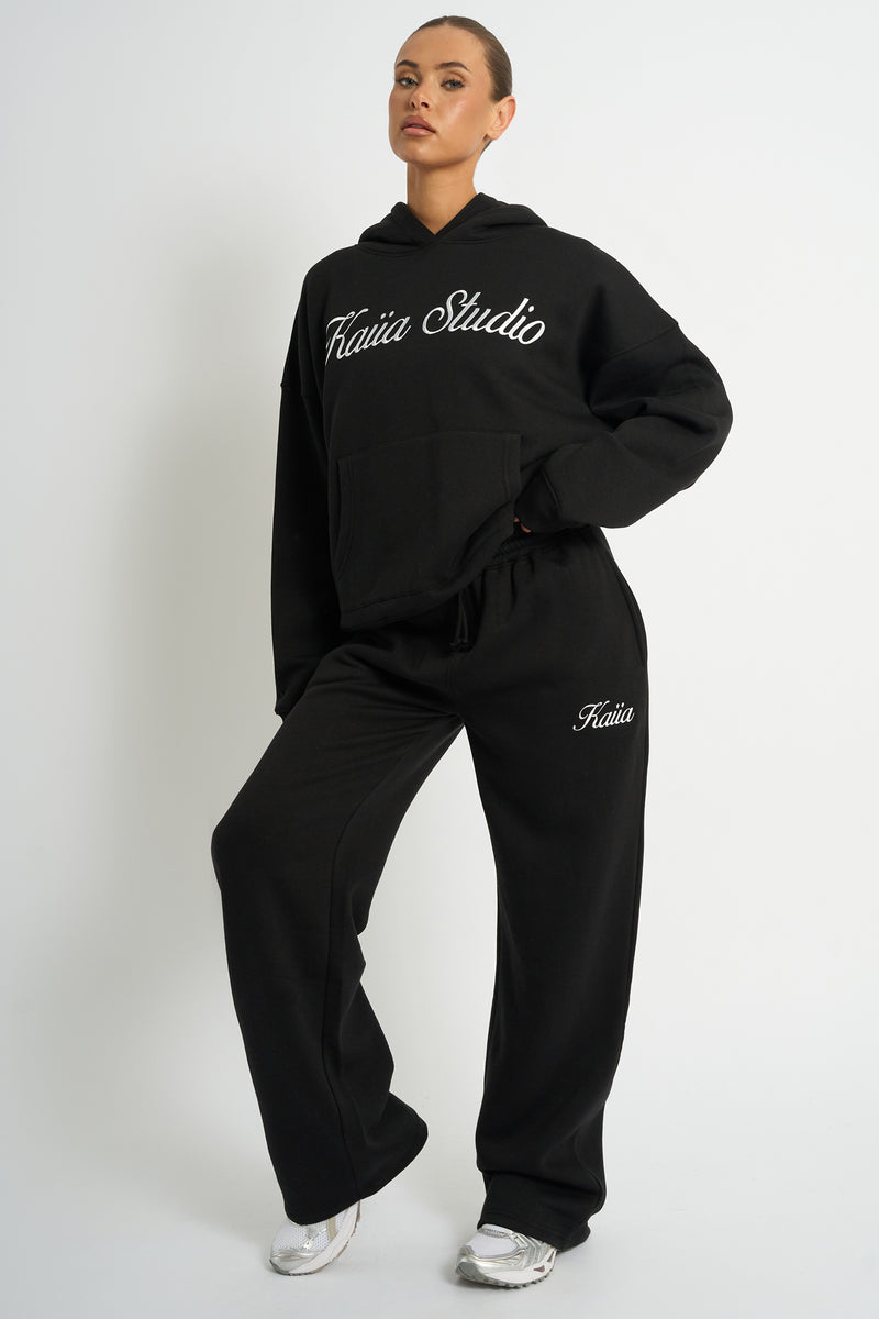 Kaiia Script Logo Oversized Hoodie Black