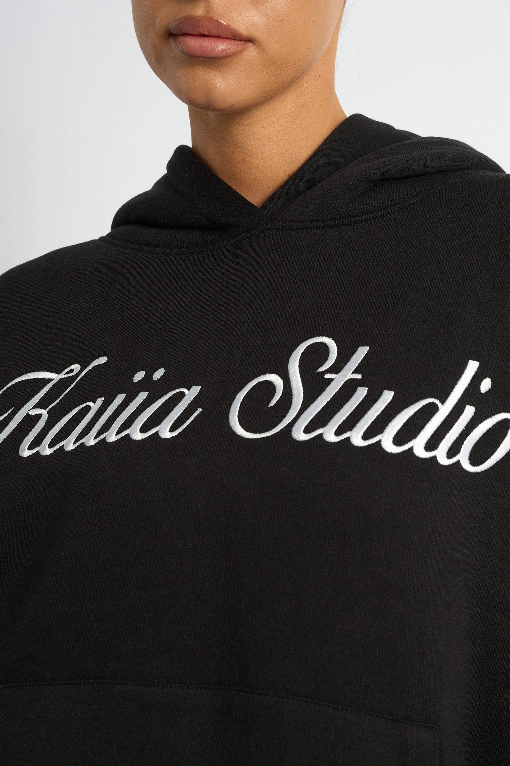 Kaiia Script Logo Oversized Hoodie Black