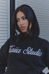 Kaiia Script Logo Oversized Hoodie Black