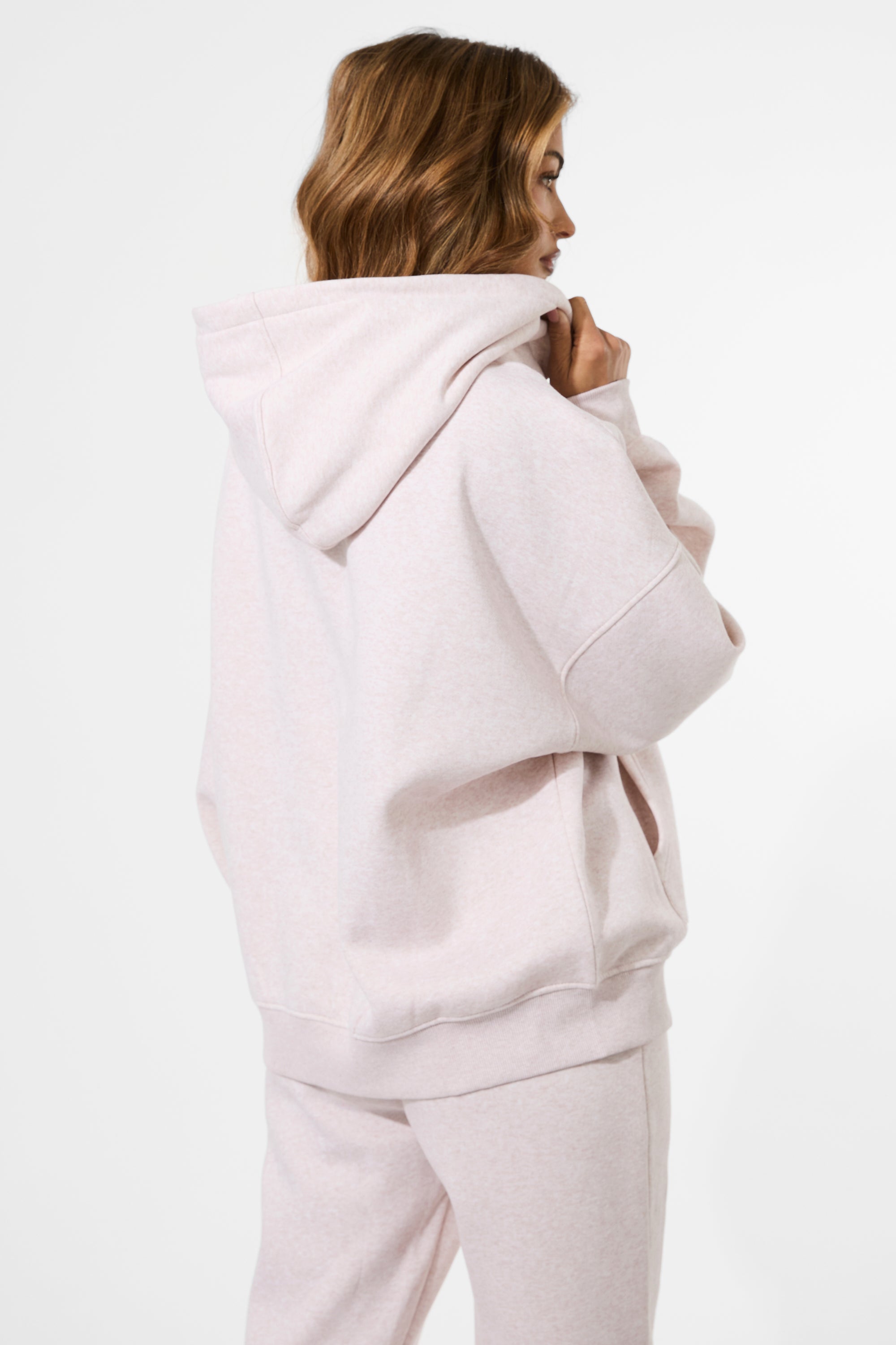 Kaiia Borg Slogan Oversized Hoodie Oat