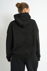 Kaiia Logo Embossed Oversized Hoodie Black