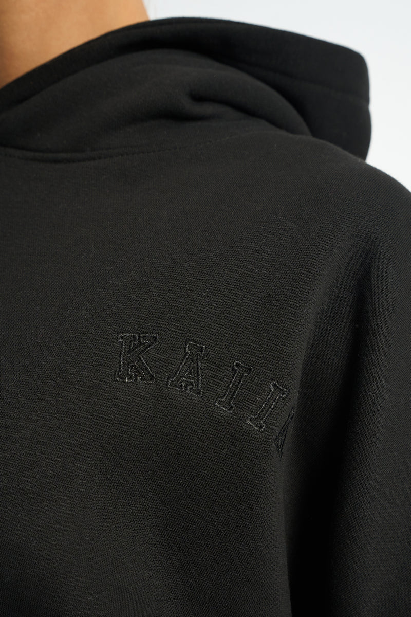 Kaiia Logo Embossed Oversized Hoodie Black