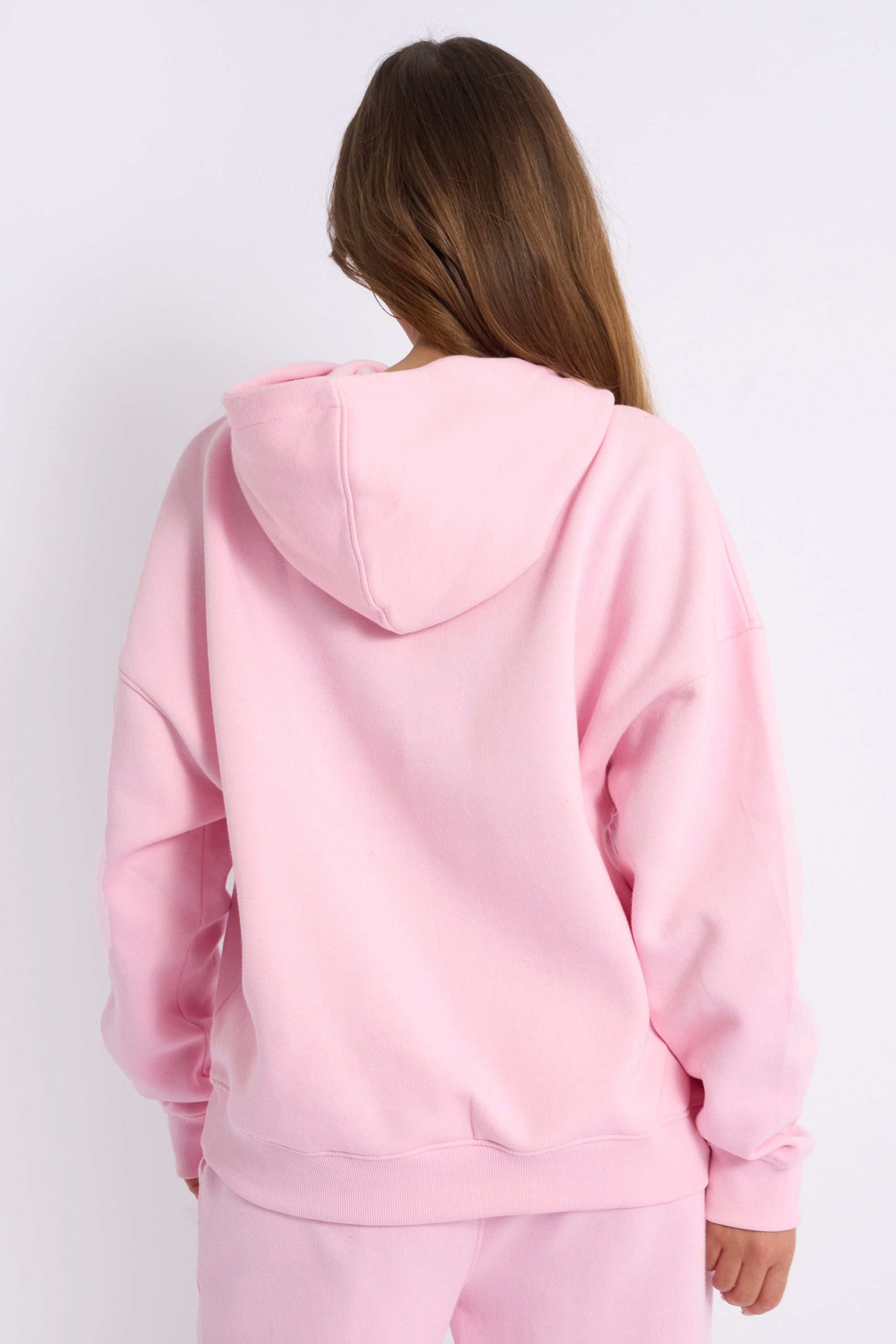 Kaiia Bow Embroidered Oversized Hoodie Baby Pink & Red