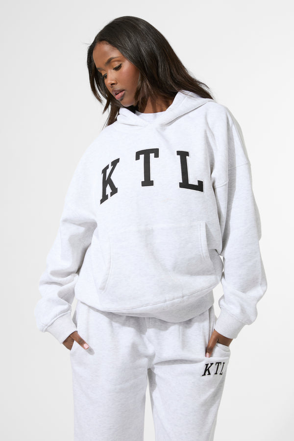 Kaiia KTL Logo Oversized Hoodie Light Grey Marl