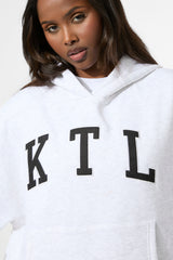 Kaiia KTL Logo Oversized Hoodie Light Grey Marl