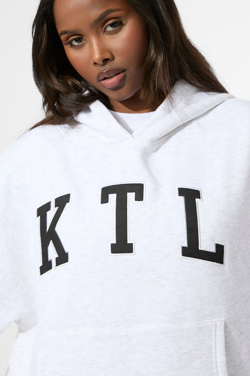 Kaiia KTL Logo Oversized Hoodie Light Grey Marl