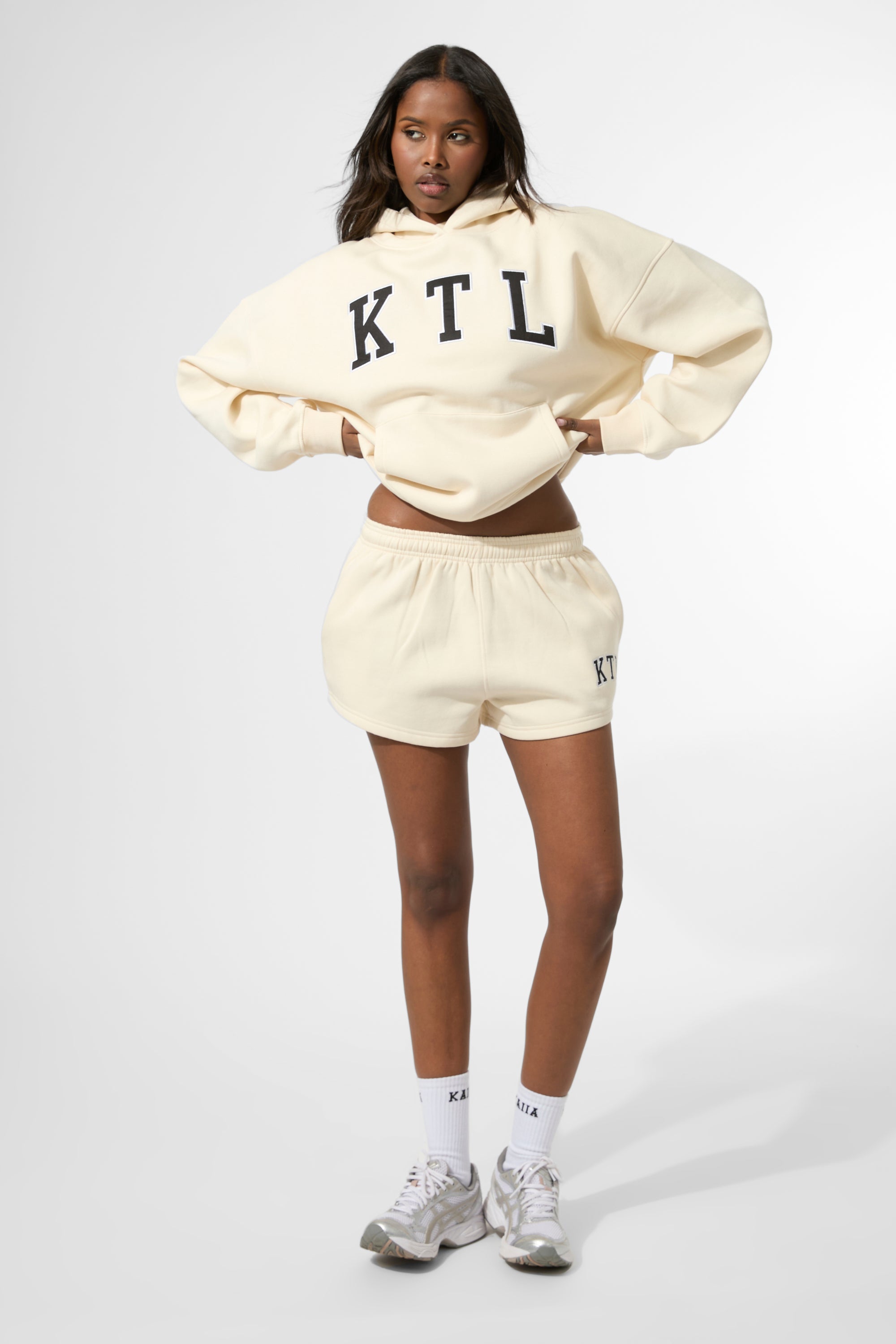 Kaiia KTL Logo Oversized Hoodie Buttercream