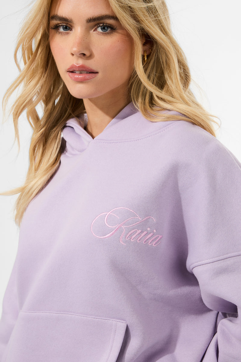 Kaiia Studio Script Logo Oversized Hoodie Lilac