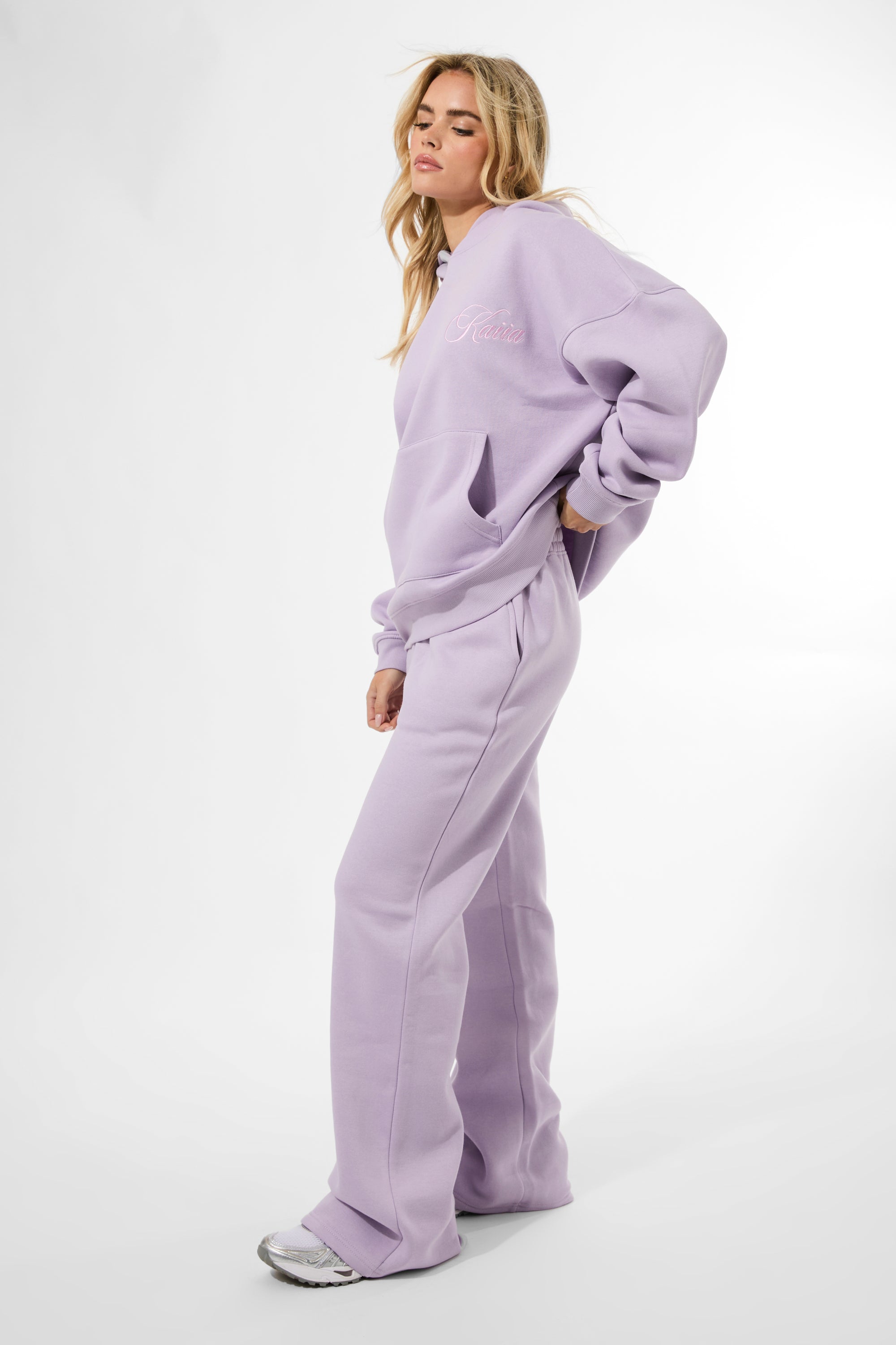 Kaiia Studio Script Logo Oversized Hoodie Lilac