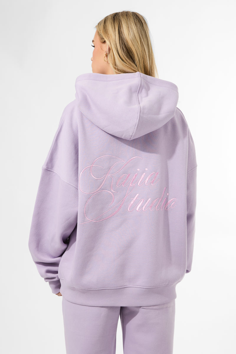 Kaiia Studio Script Logo Oversized Hoodie Lilac