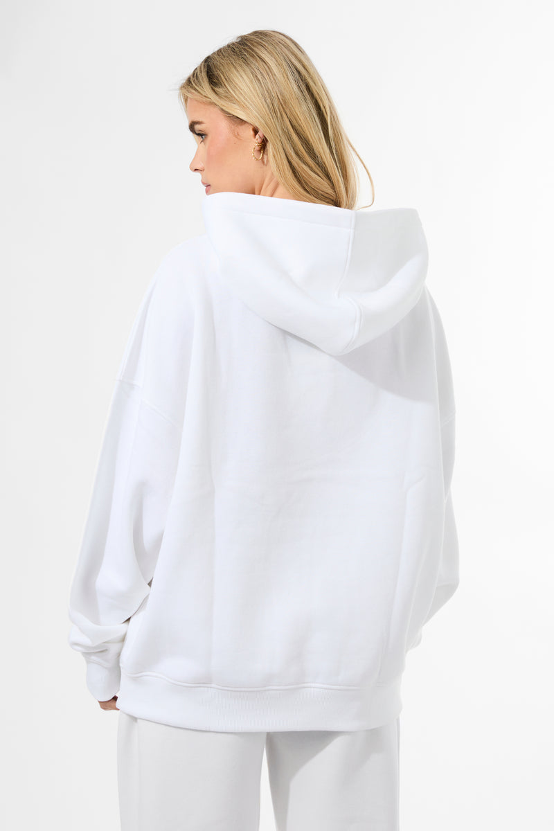 Kaiia Rainbow Logo Oversized Hoodie White