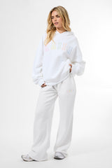 Kaiia Rainbow Logo Oversized Hoodie White