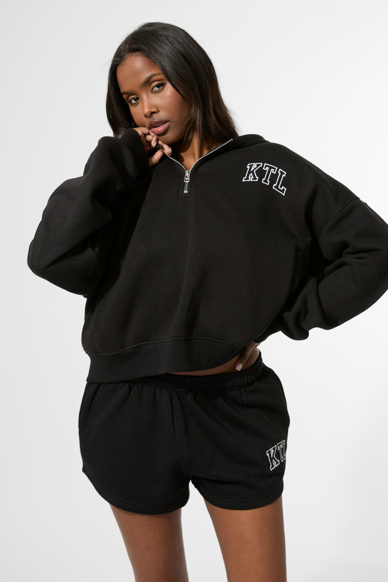 Kaiia KTL Logo Quarter Zip Hoodie Black