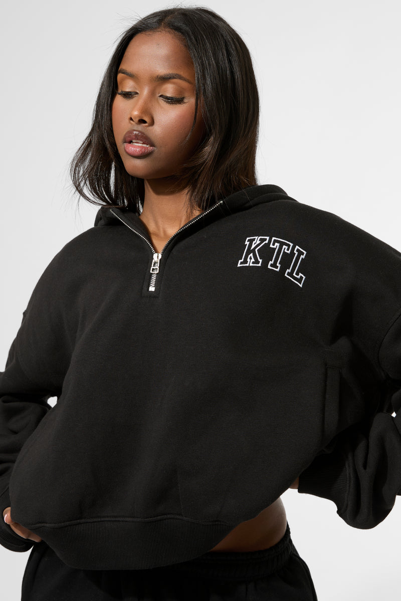 Kaiia KTL Logo Quarter Zip Hoodie Black