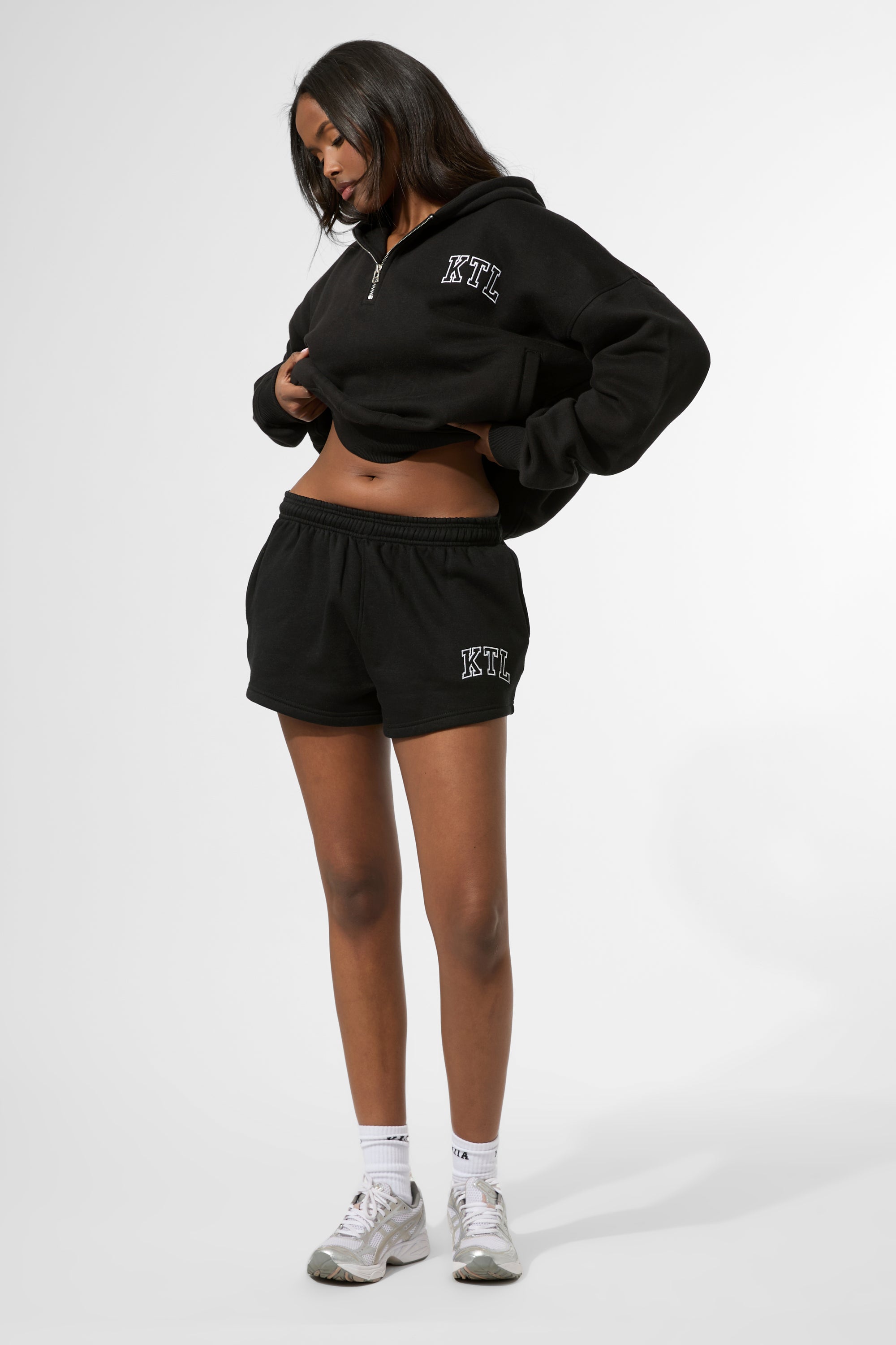 Kaiia KTL Logo Quarter Zip Hoodie Black