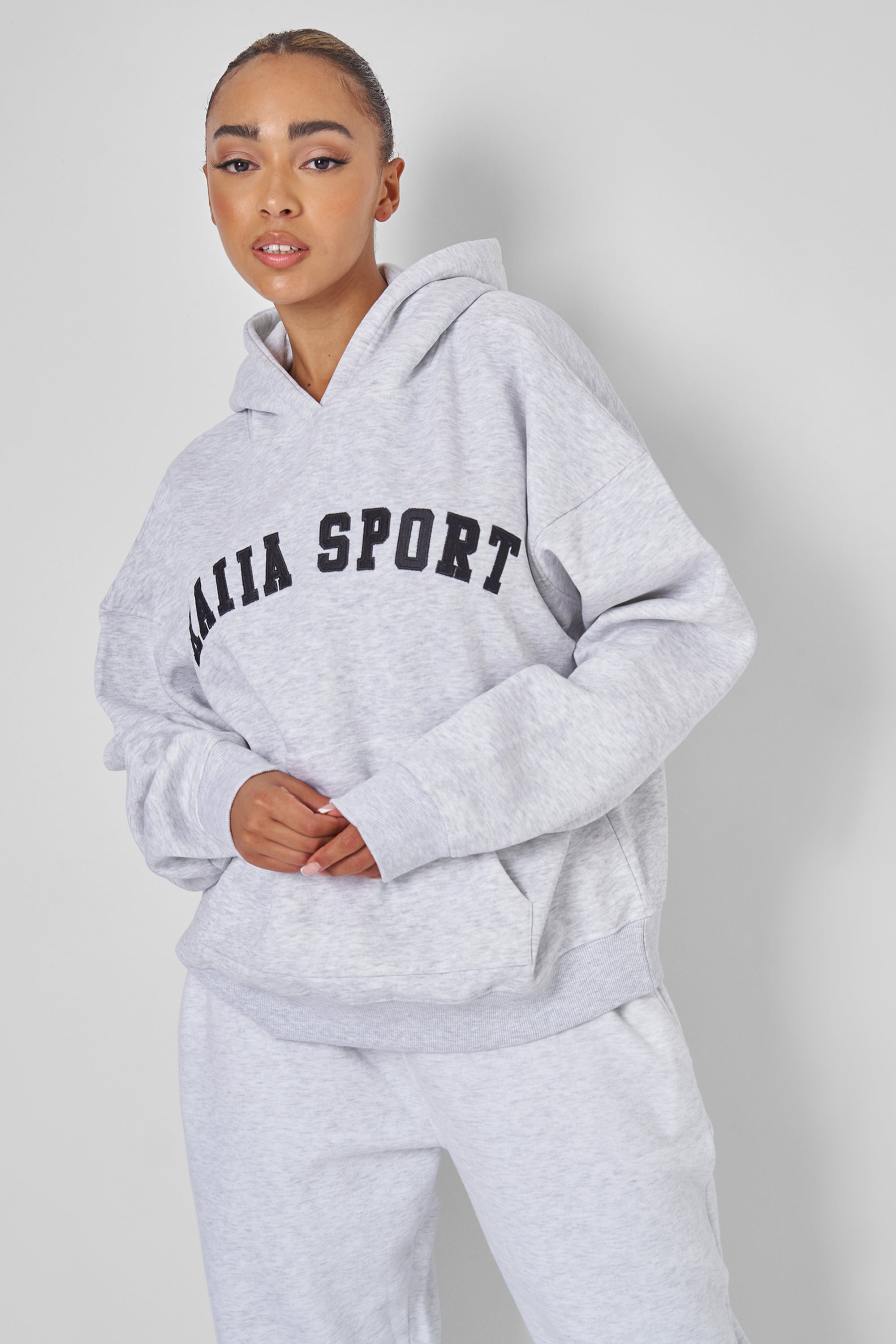 KAIIA SPORT OVERSIZED HOODIE LIGHT GREY MARL