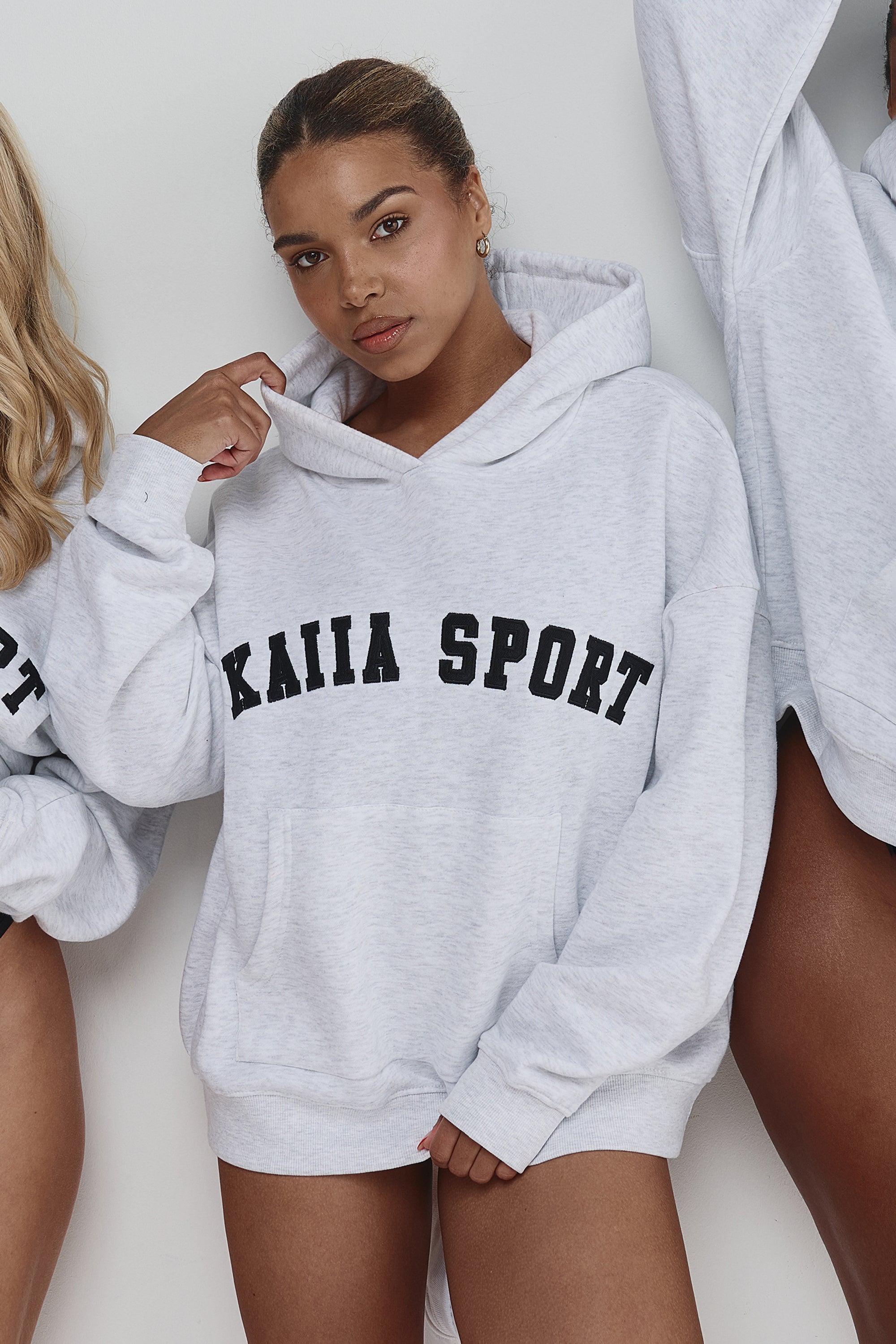 KAIIA SPORT OVERSIZED HOODIE LIGHT GREY MARL