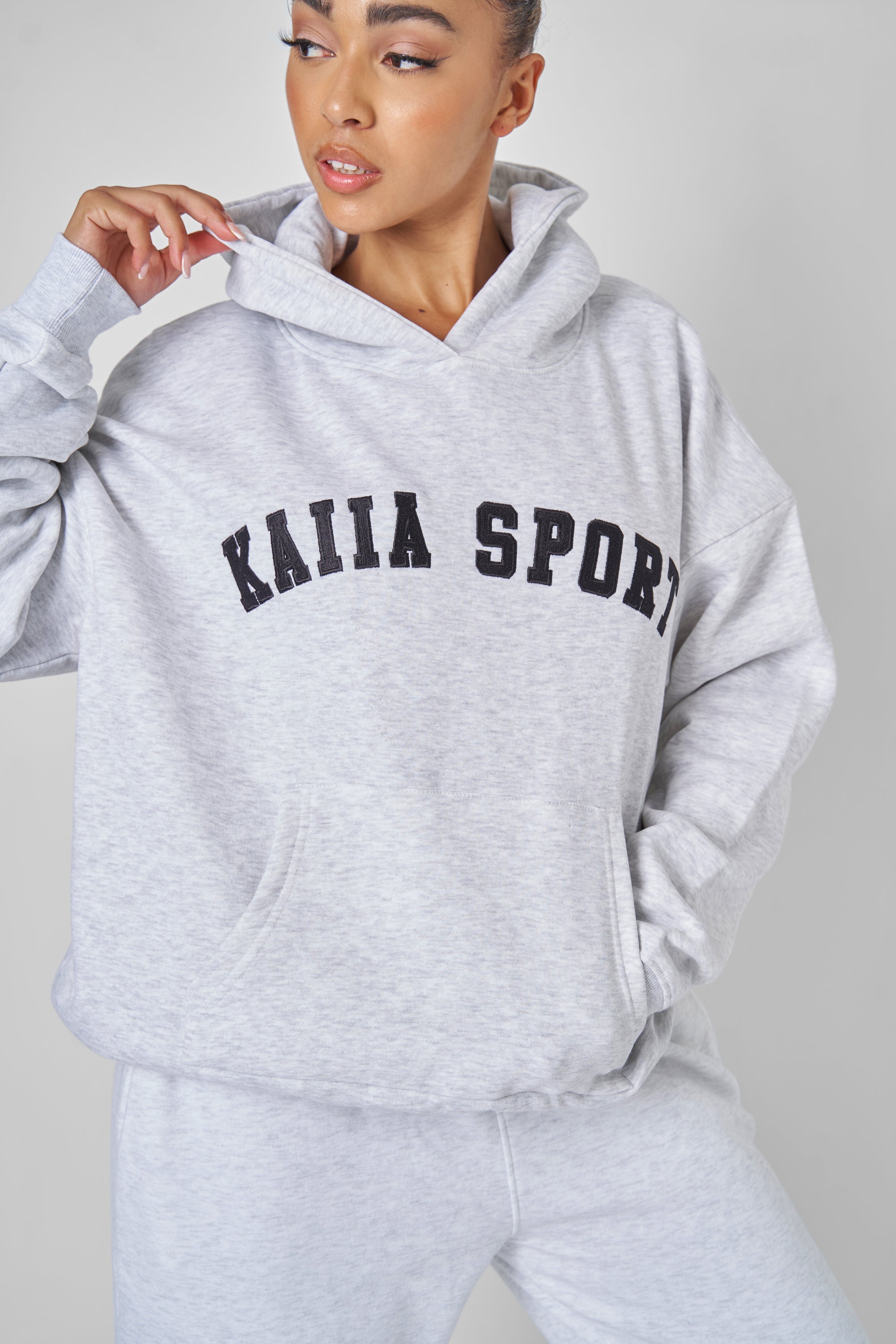 KAIIA SPORT OVERSIZED HOODIE LIGHT GREY MARL