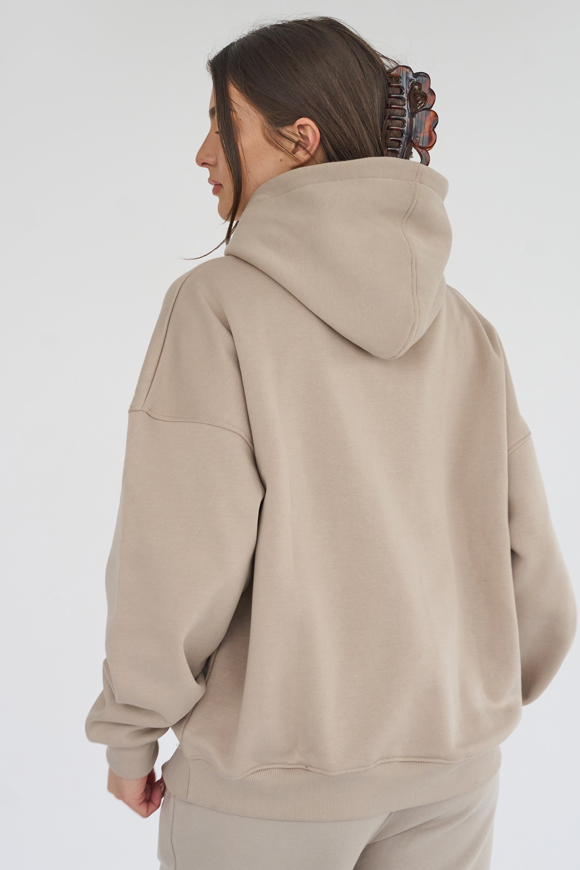 Kaiia Slogan Oversized Hoodie Stone