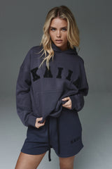 Kaiia Slogan Oversized Hoodie Dark Grey