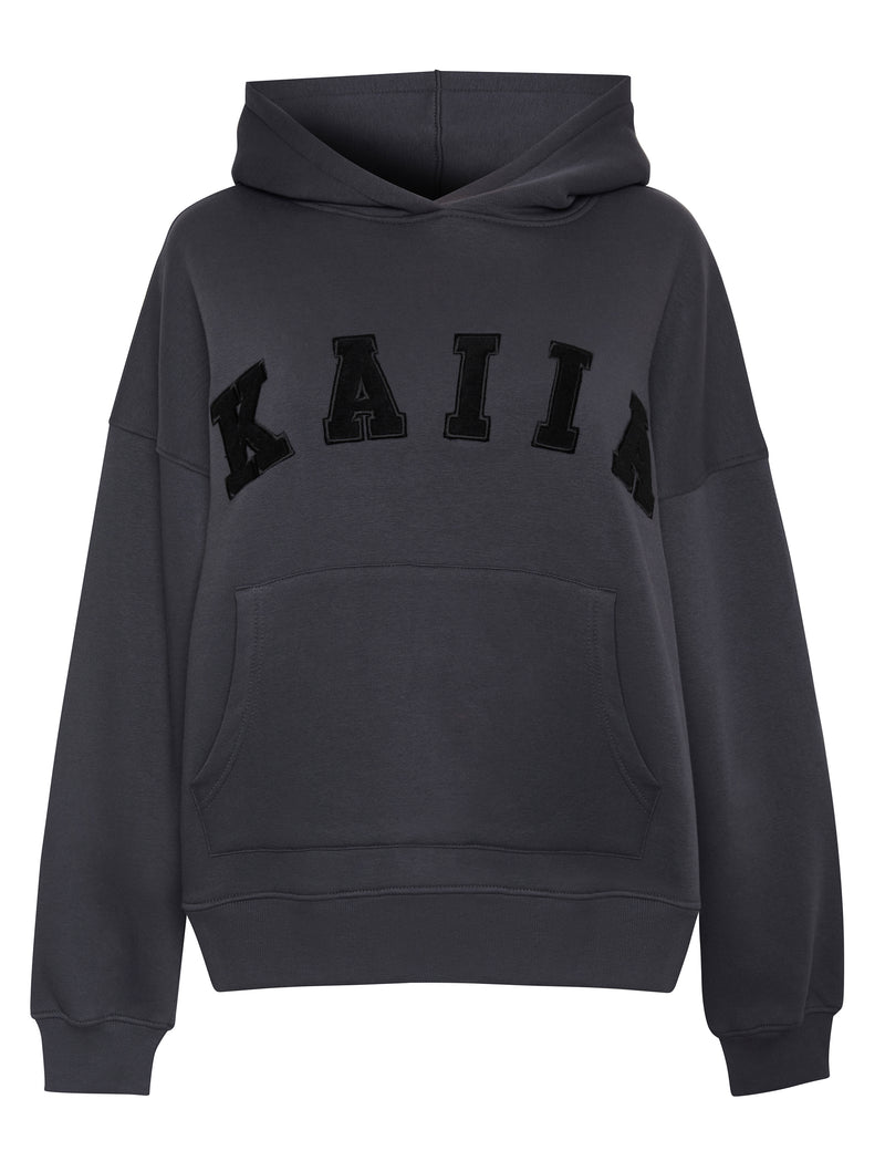 Kaiia Slogan Oversized Hoodie Dark Grey