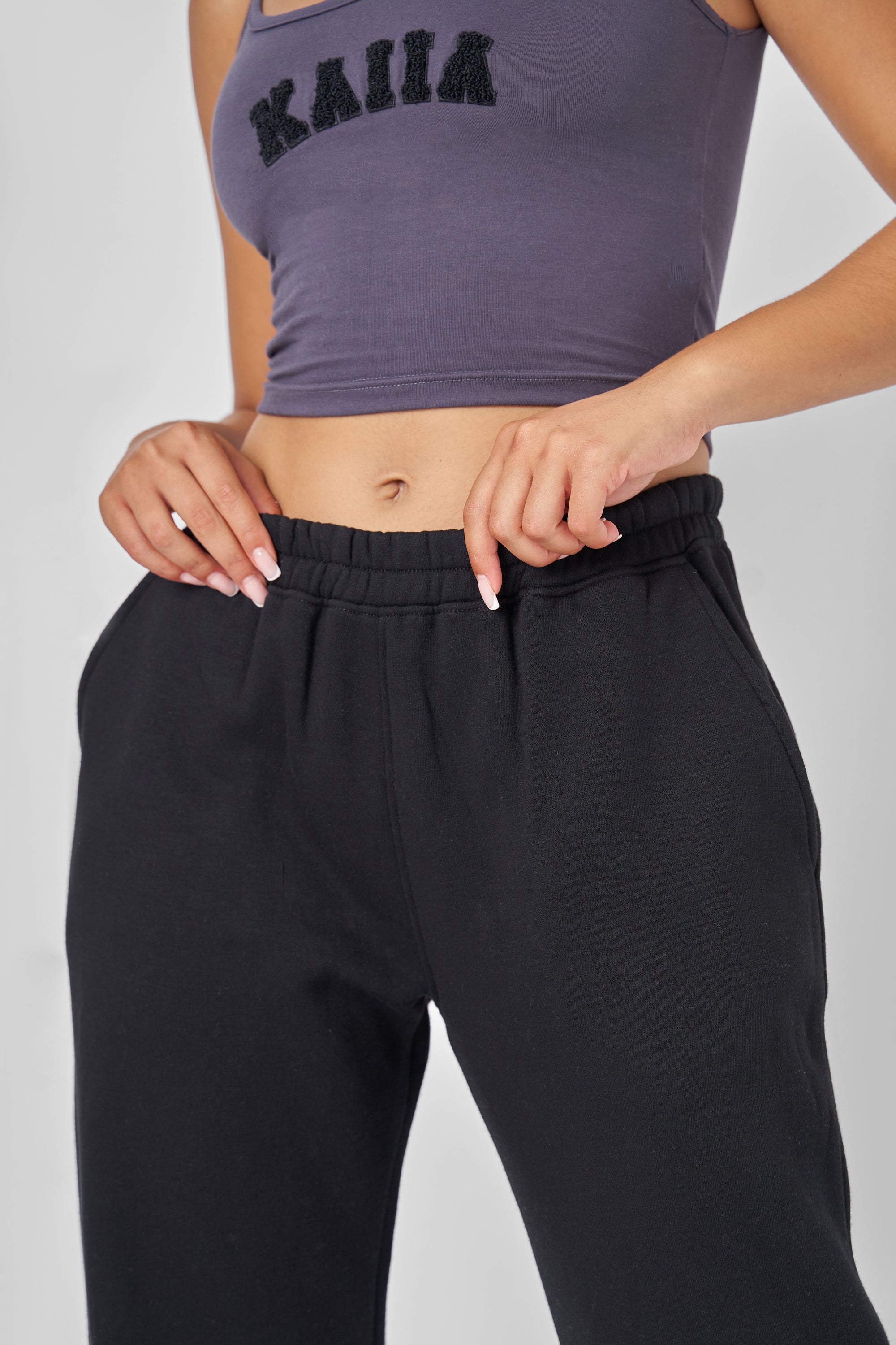 Wide Leg Sweat Pants Black