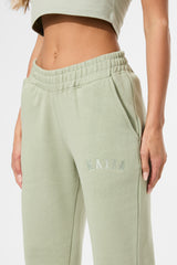 Kaiia Wide Leg Sweat Pants in Sage Green