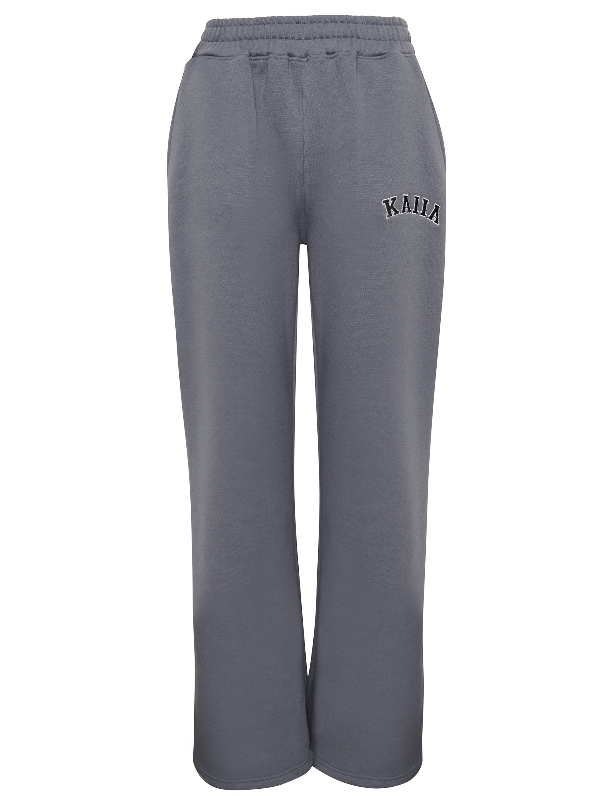 Kaiia Wide Leg Sweat Pants in Charcoal Grey