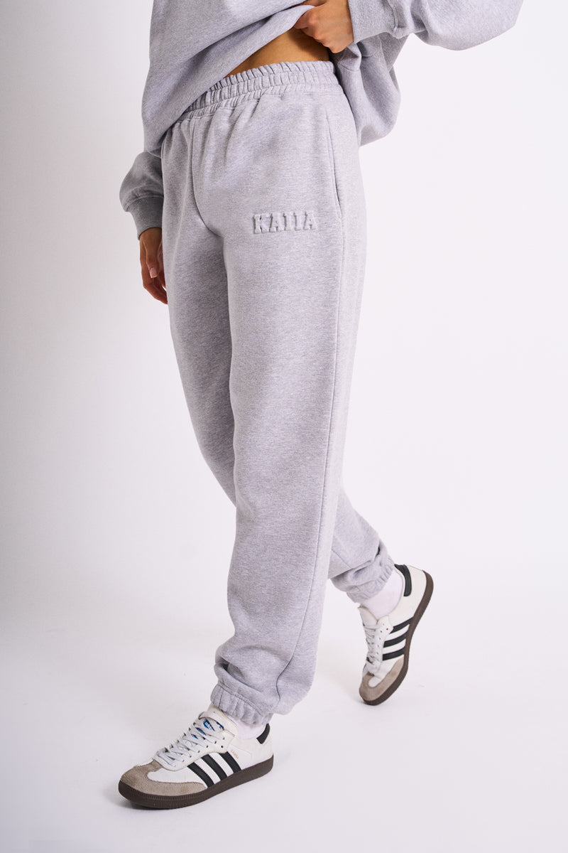 Kaiia Embossed Logo Cuffed Joggers Grey Marl