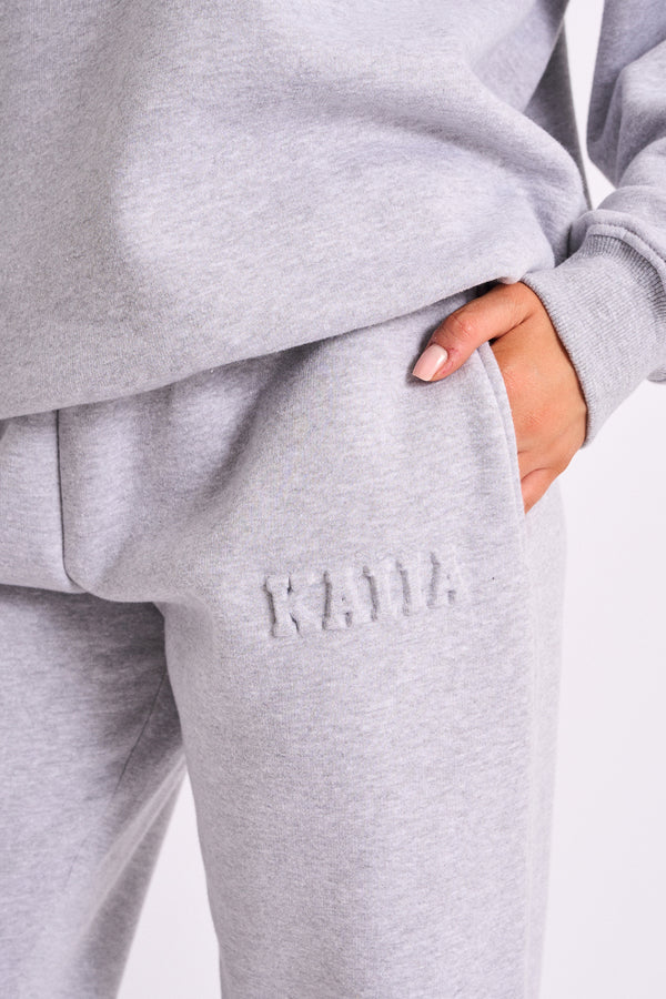 Kaiia Embossed Logo Cuffed Joggers Grey Marl