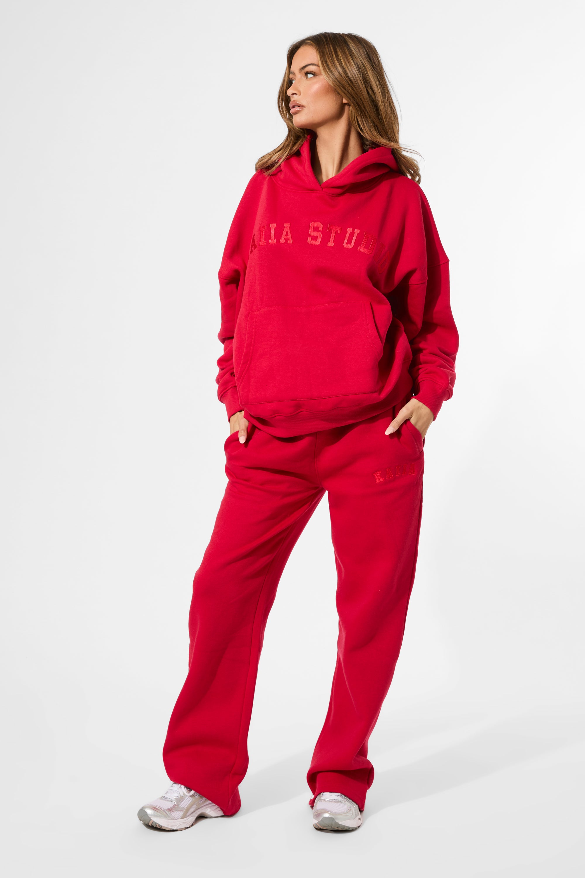 Kaiia Wide Leg Joggers Red