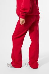 Kaiia Wide Leg Joggers Red