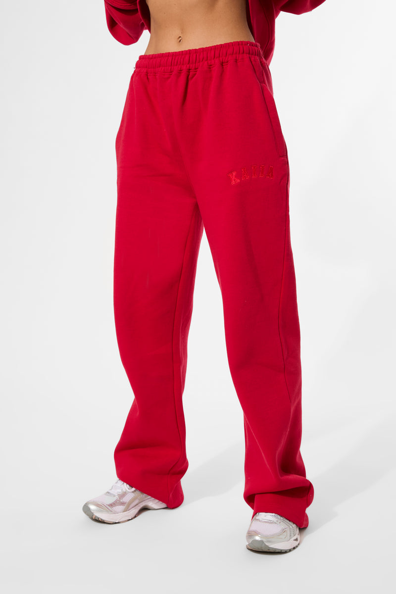 Kaiia Wide Leg Joggers Red