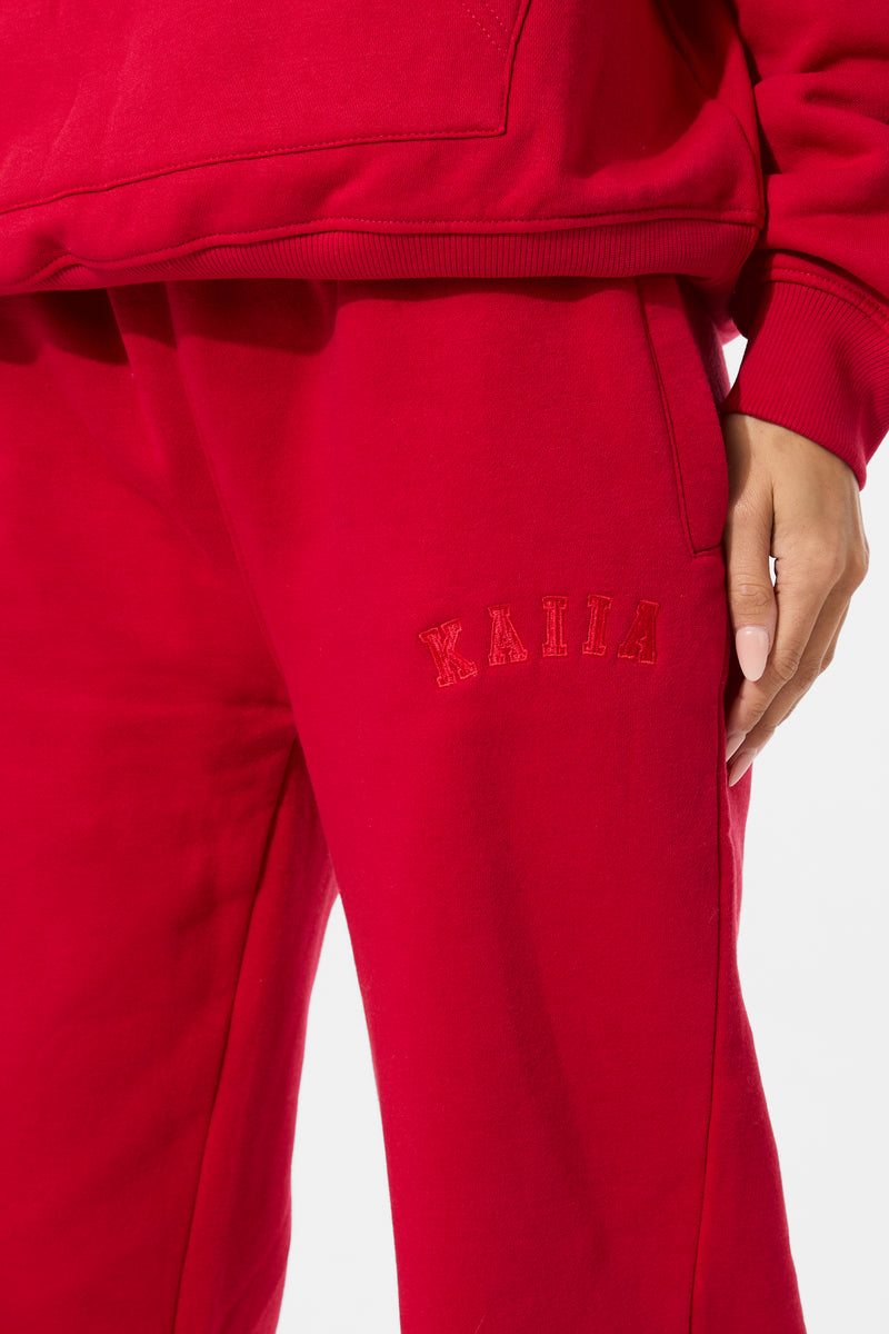 Kaiia Wide Leg Joggers Red