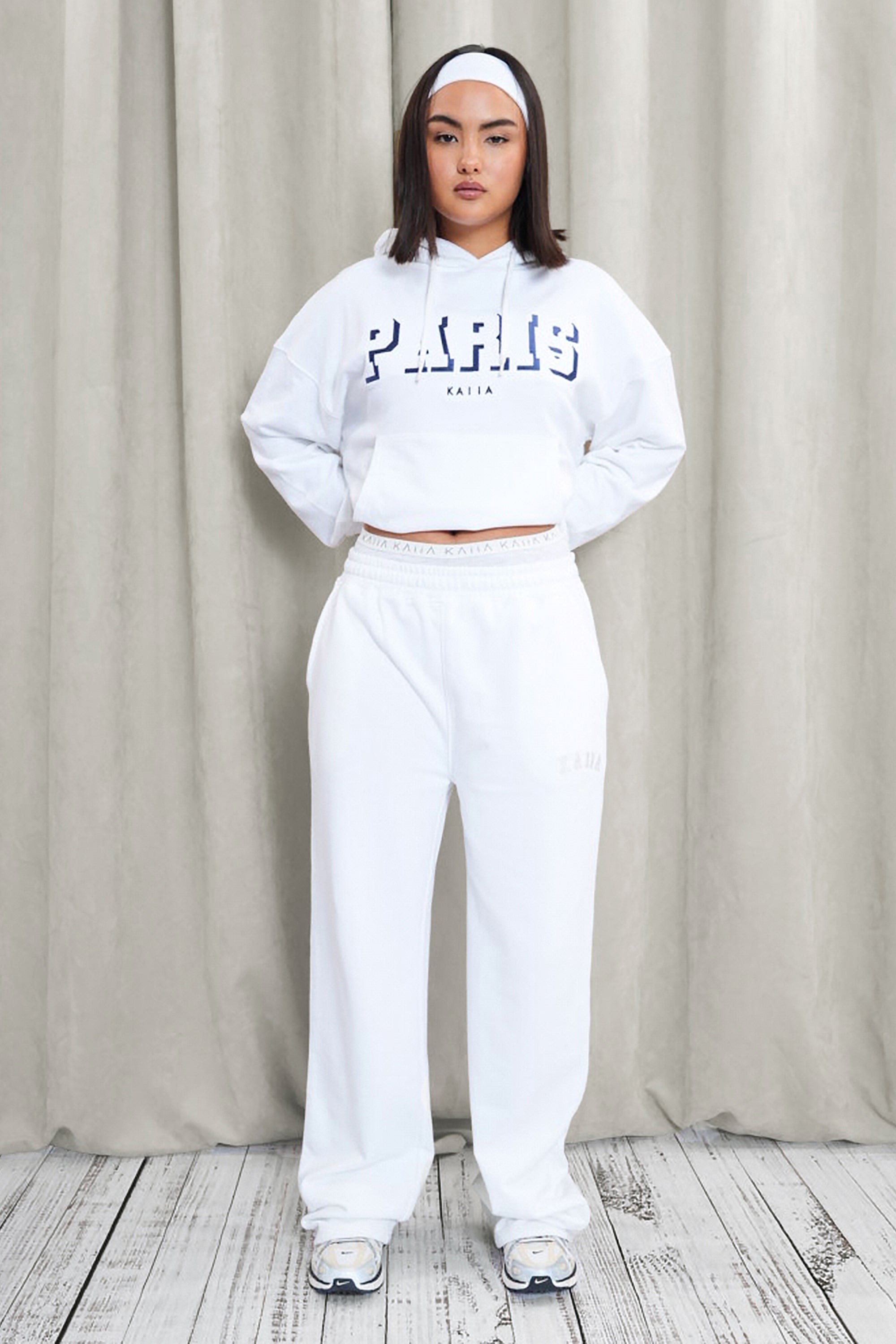 Kaiia Wide Leg Sweat Pants White