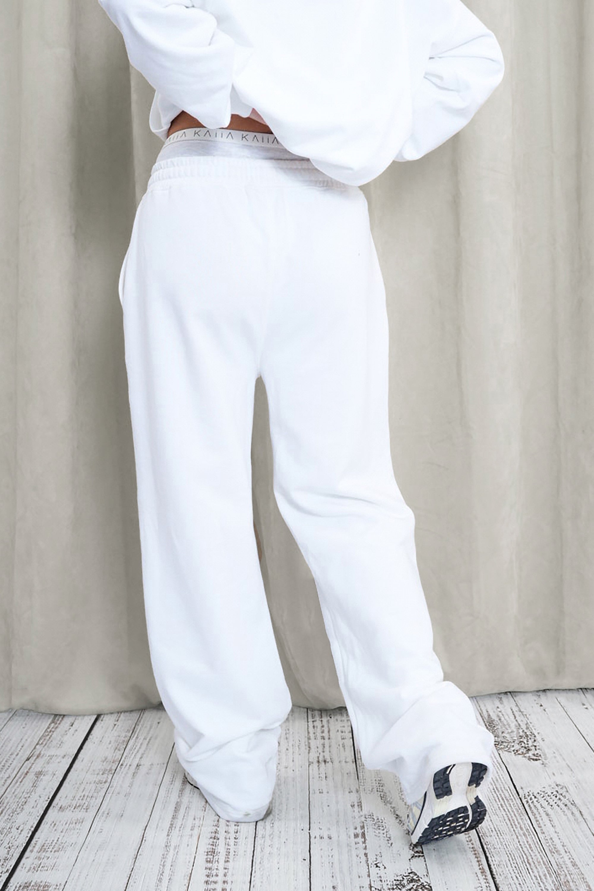 Kaiia Wide Leg Sweat Pants White