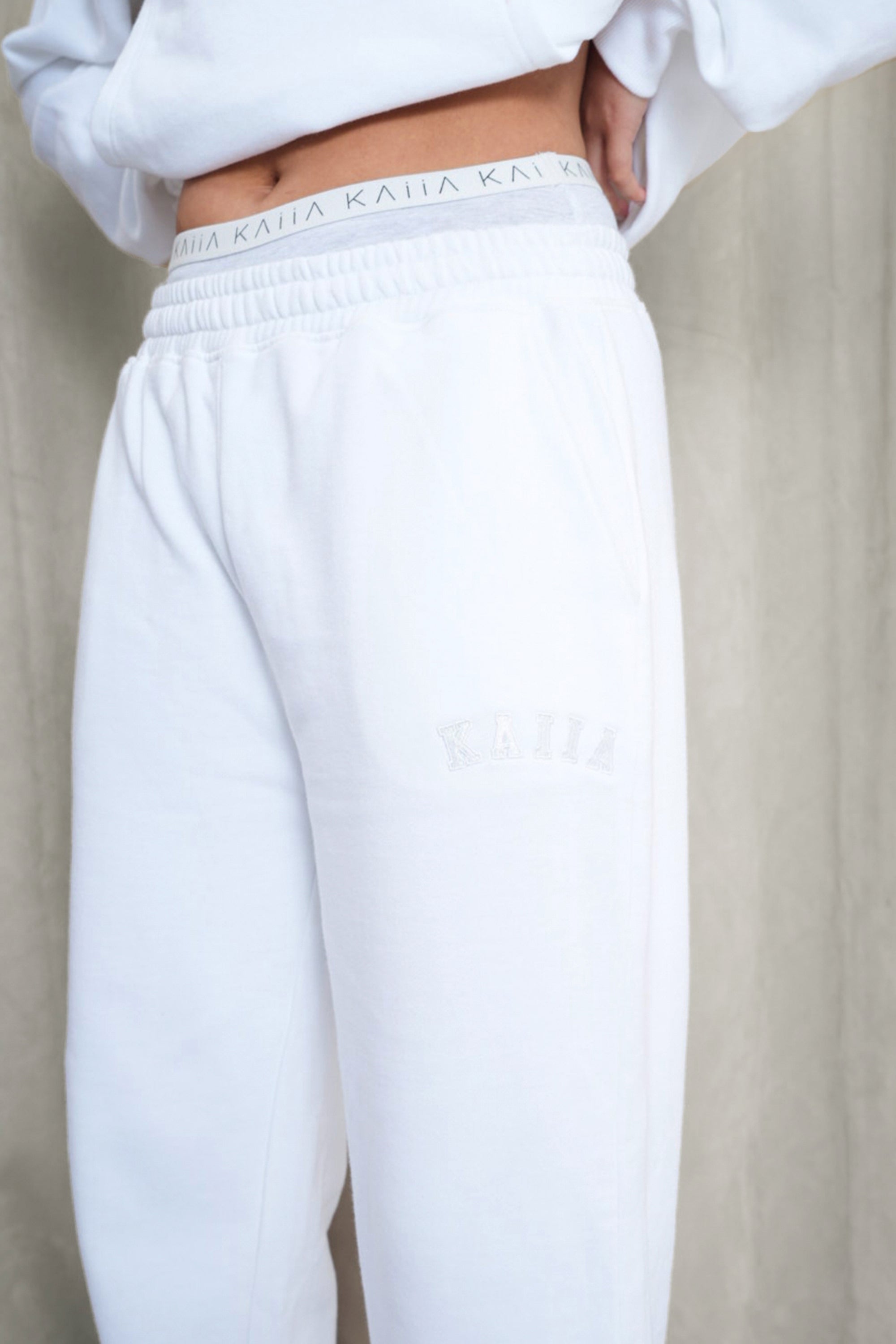 Kaiia Wide Leg Sweat Pants White