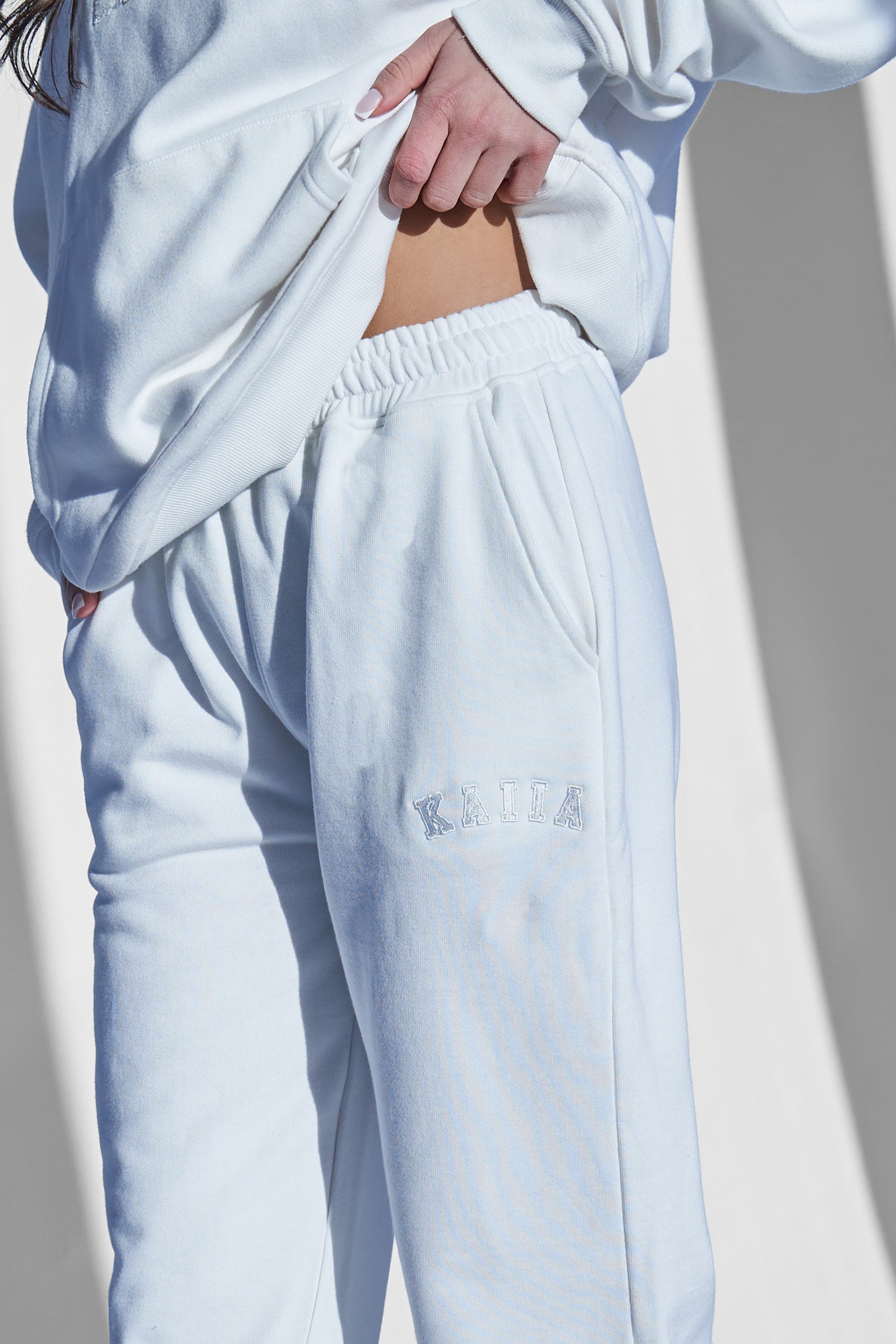 Kaiia Wide Leg Sweat Pants White