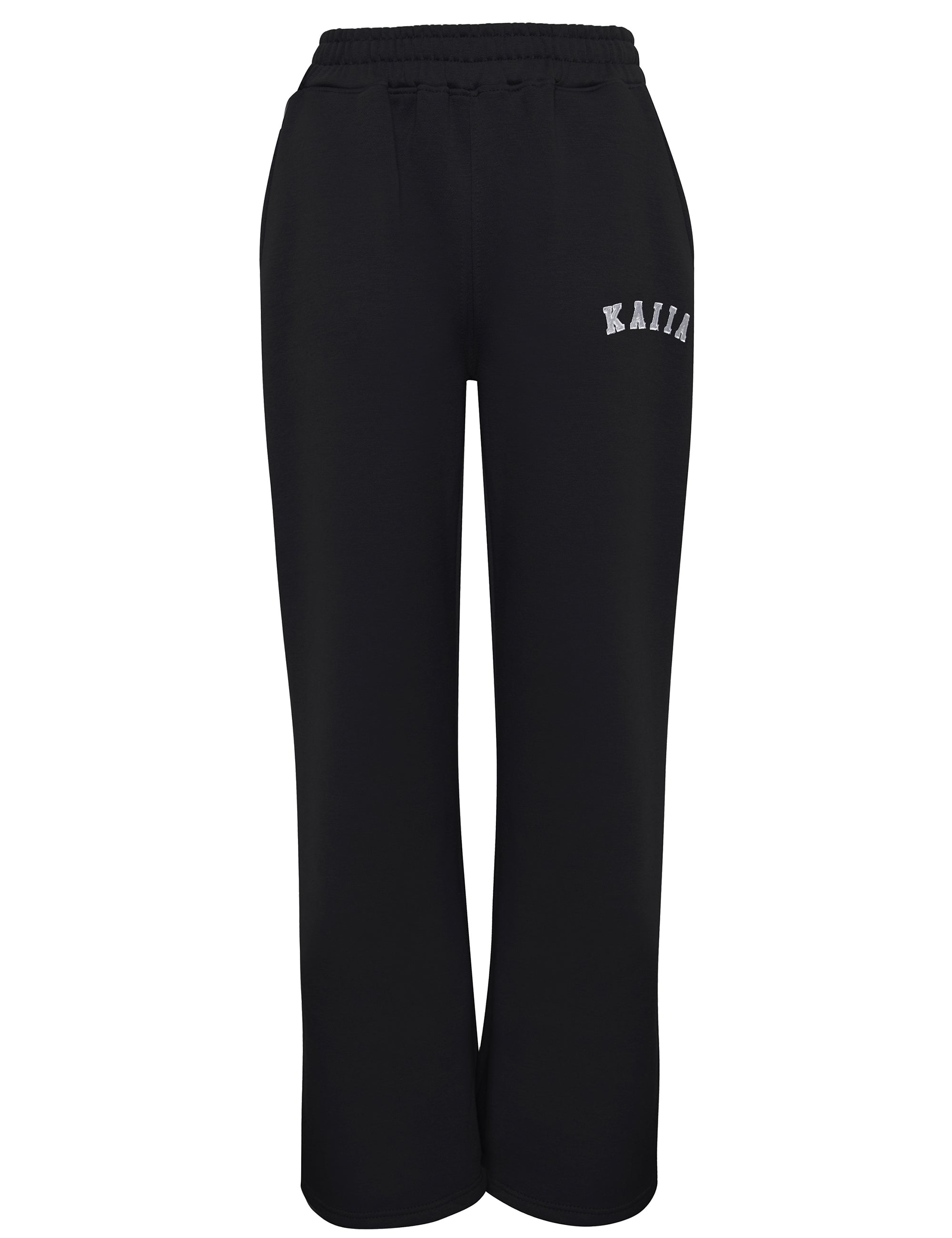 Kaiia Logo Wide Leg Sweat Pants in Black