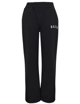 Kaiia Logo Wide Leg Sweat Pants in Black