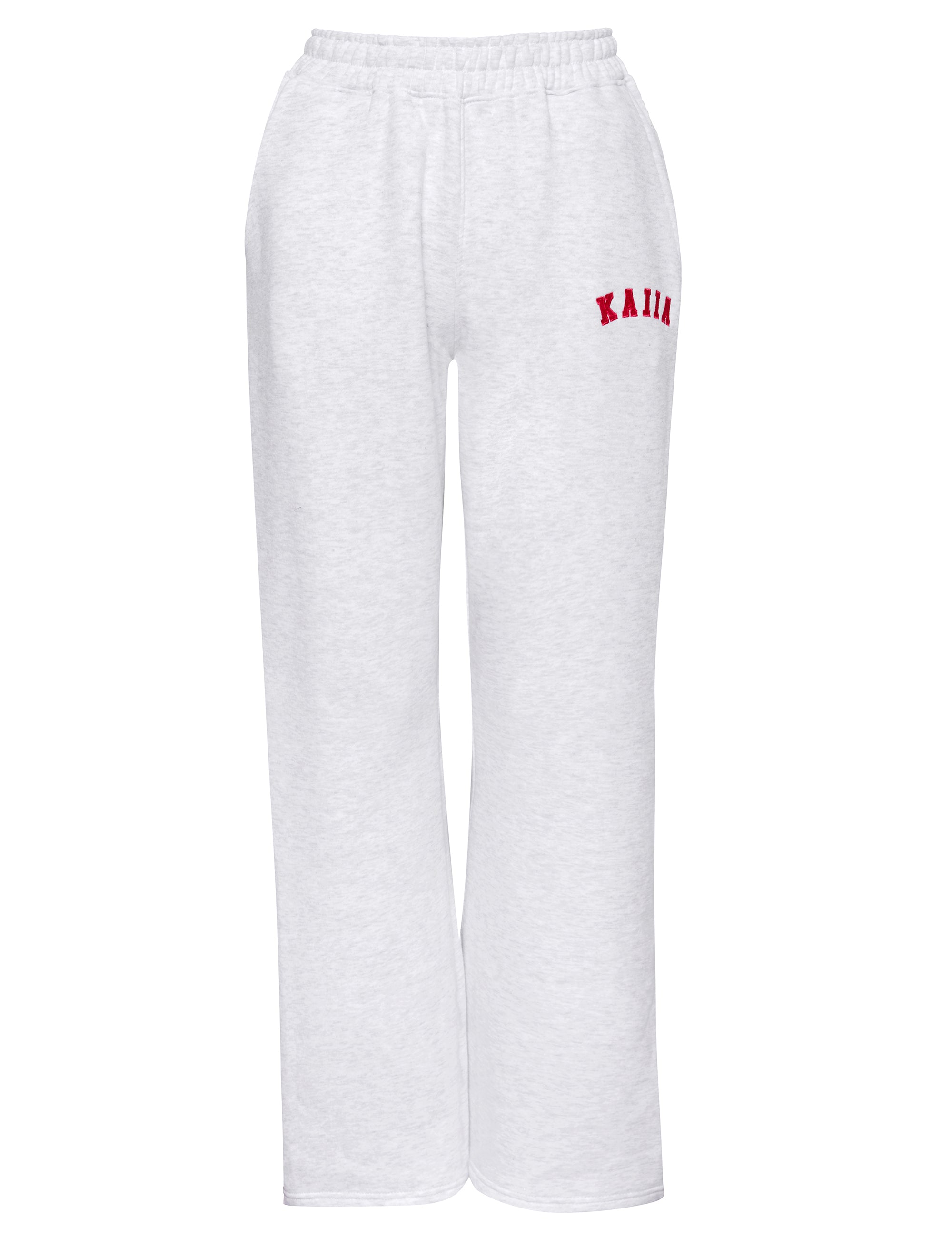 Kaiia Logo Wide Leg Joggers Light Grey Marl and Red