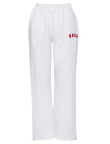 Kaiia Logo Wide Leg Joggers Light Grey Marl and Red