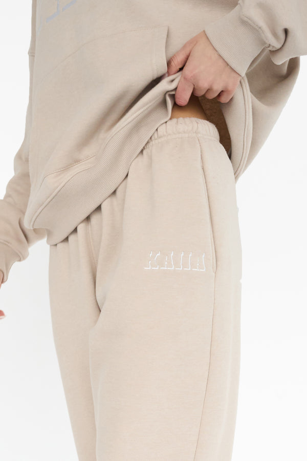 Kaiia Shadow Logo Cuffed Joggers Stone