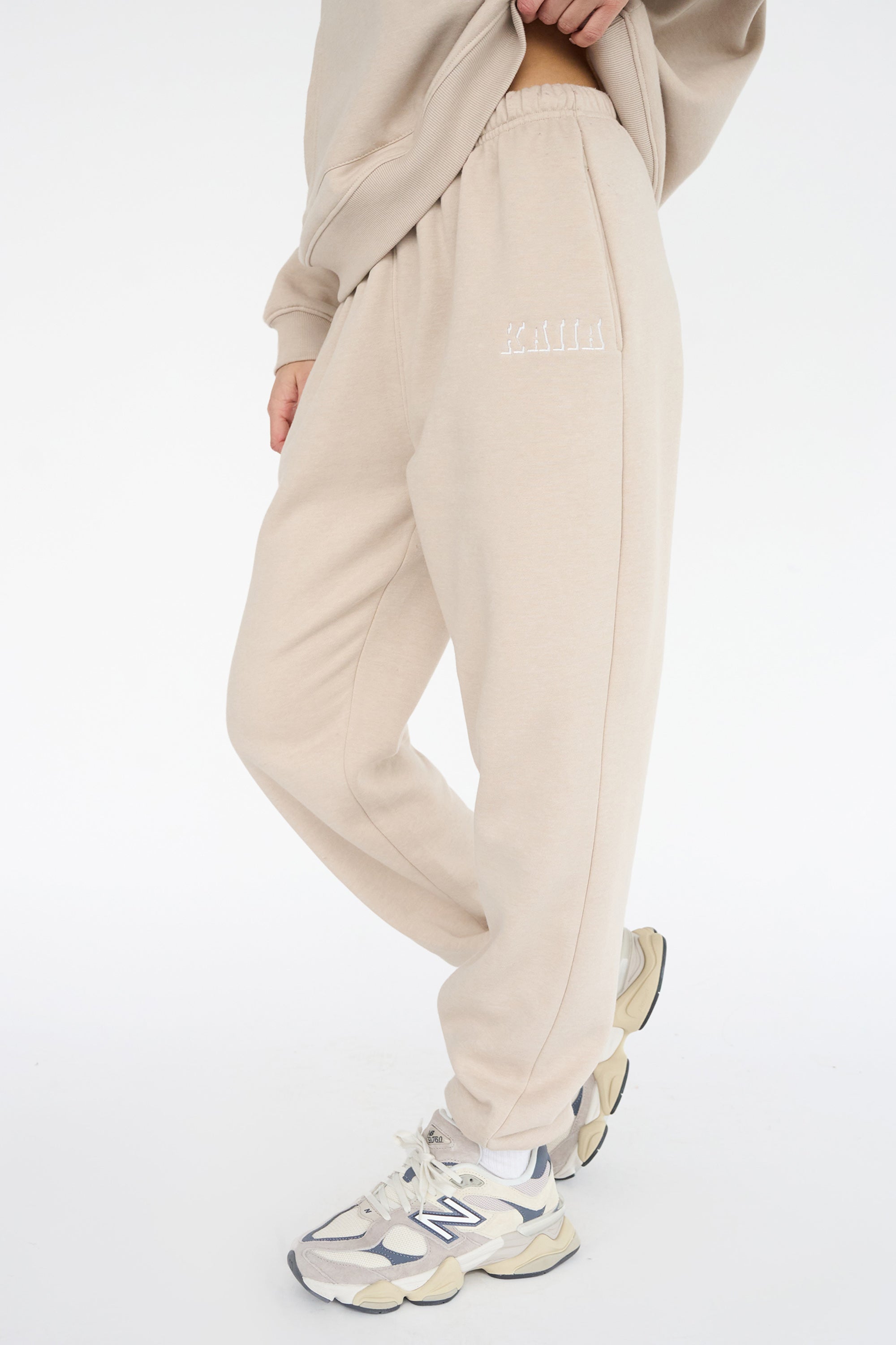 Kaiia Shadow Logo Cuffed Joggers Stone