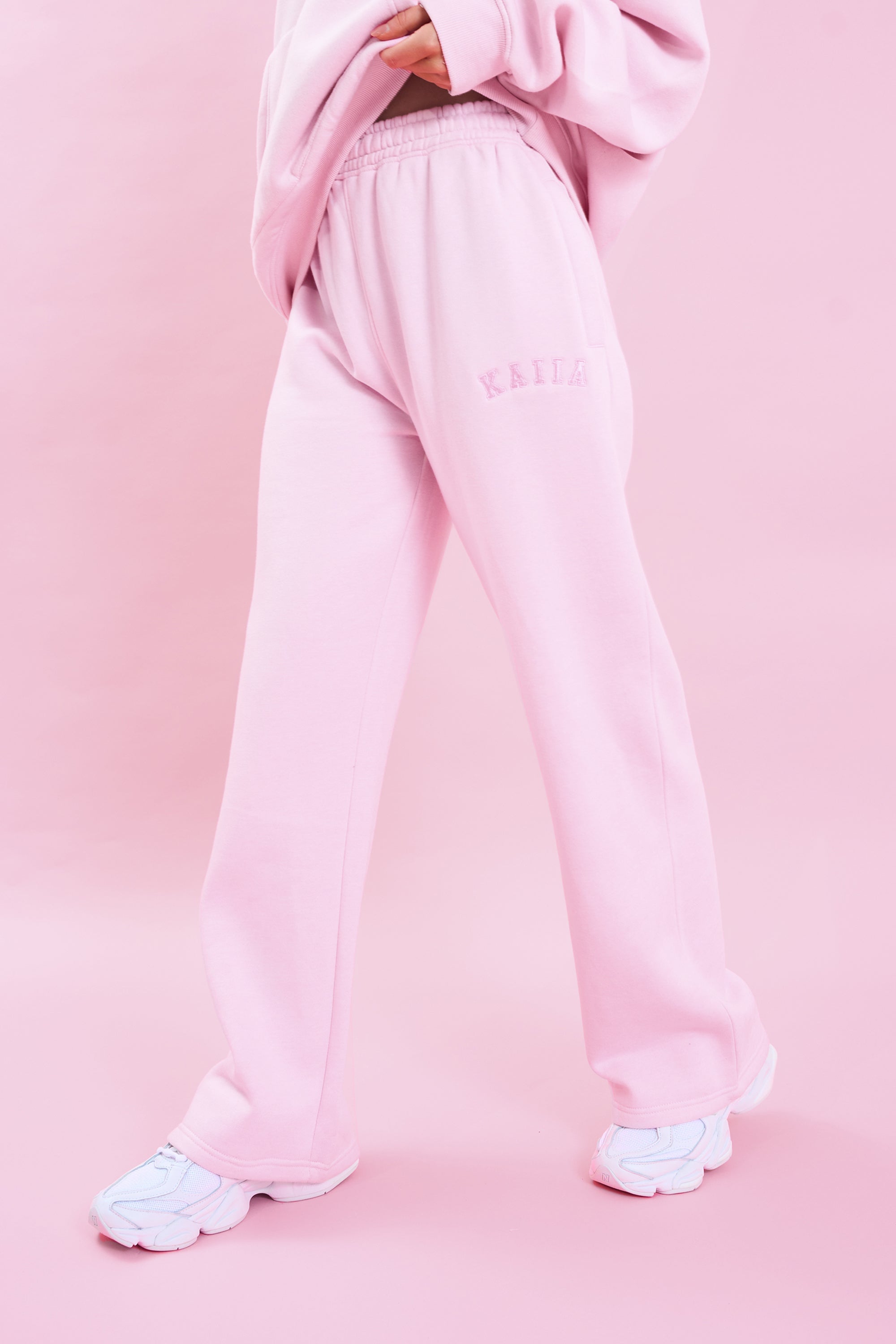 Kaiia Logo Wide Leg Sweat Pants Baby Pink