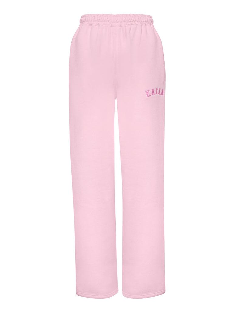 Kaiia Logo Wide Leg Sweat Pants Baby Pink