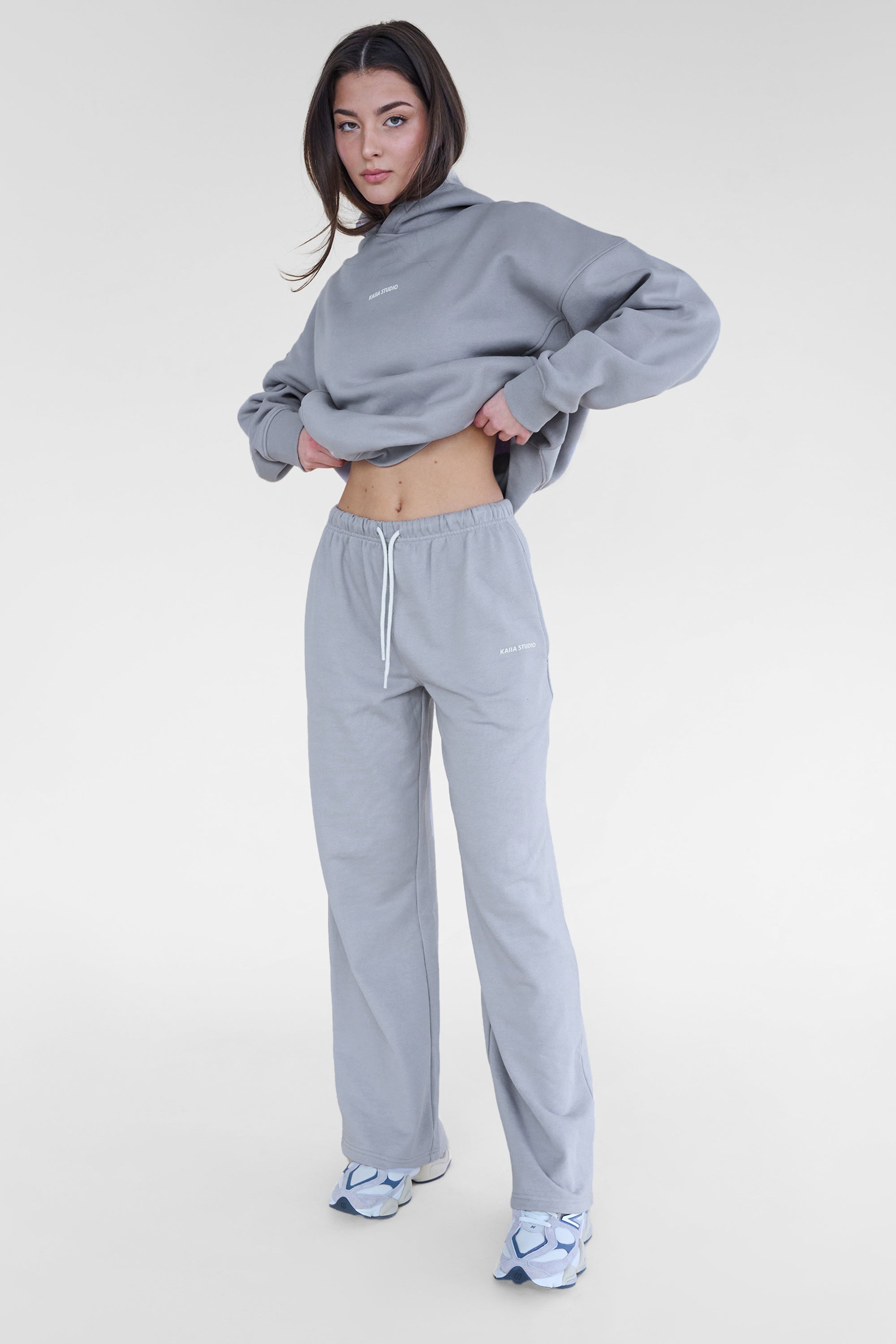 Kaiia Studio Baggy Wide Leg Sweat Pants Grey