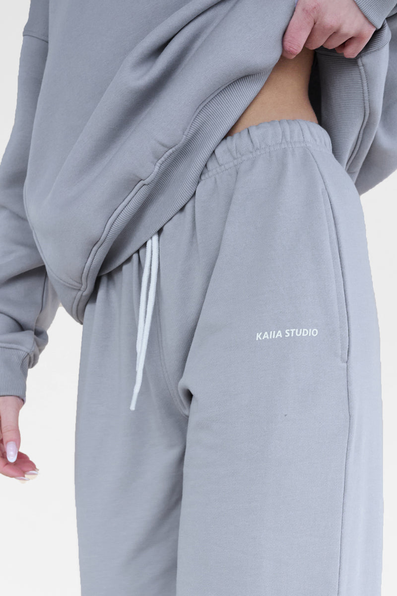 Kaiia Studio Baggy Wide Leg Sweat Pants Grey